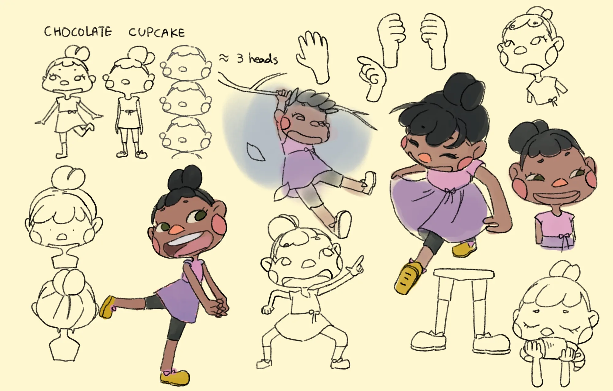 Chocolate Cupcake — expression sheets and poses for the Cookie Baker cast.